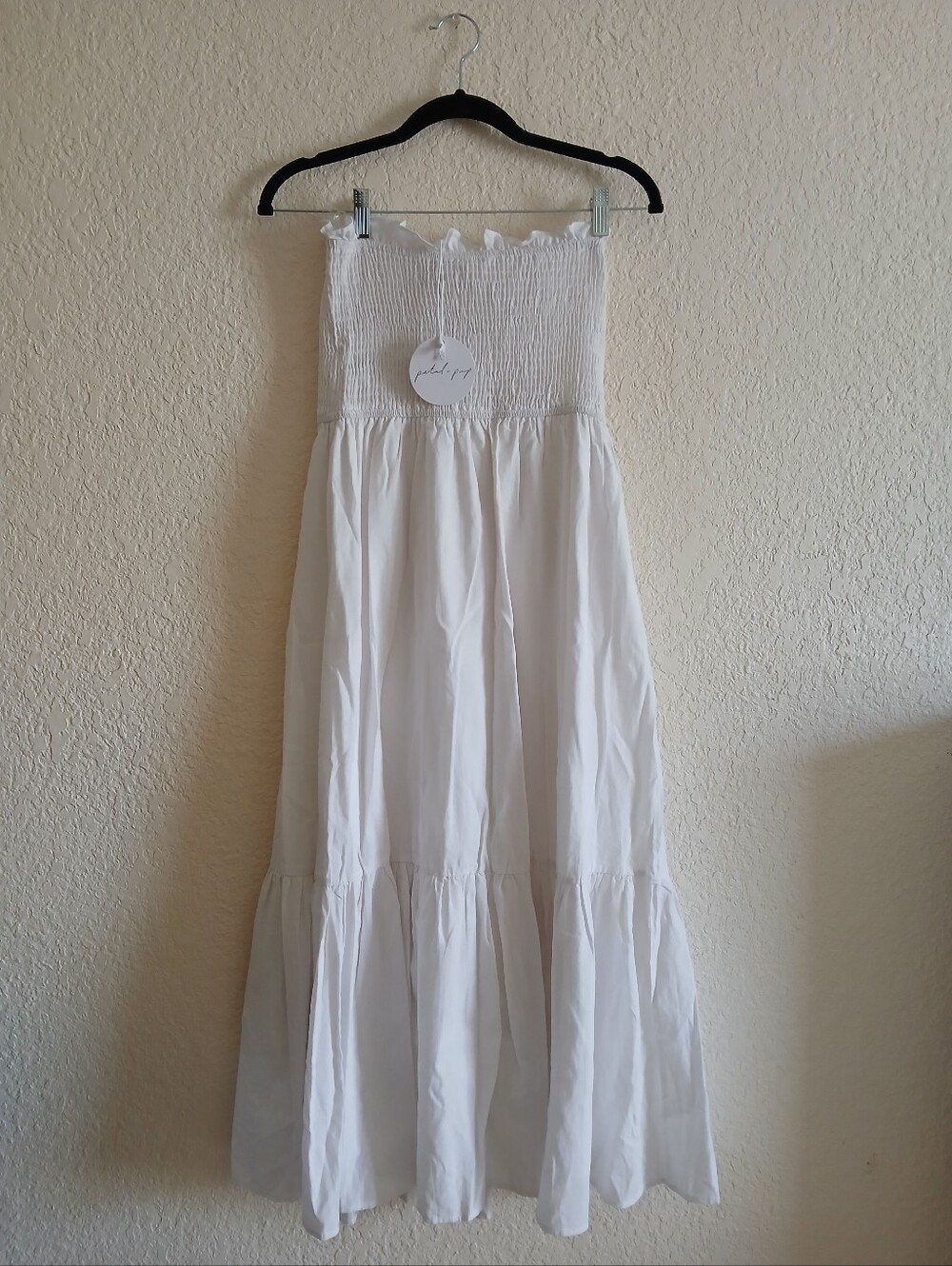 Petal And Pup White Strapless Smocked Maxi Dress